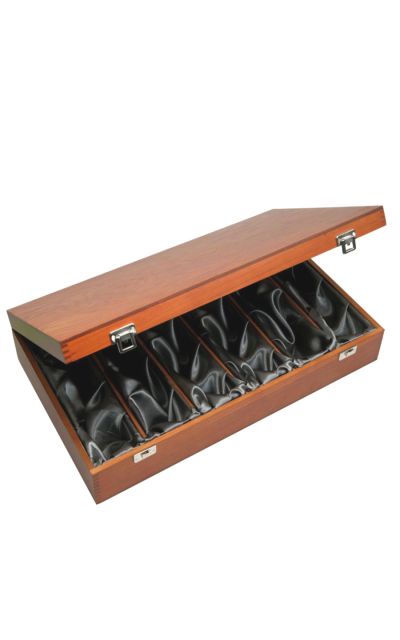 6 Bottle Luxury Elm Wood Wine Case with Silk Lining